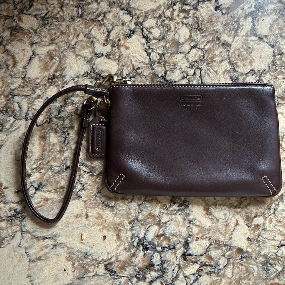 Coach wristlet, brown leather, vintage
